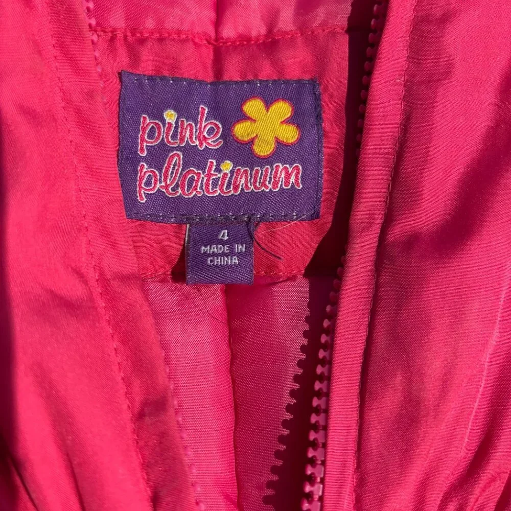 Pink Platinum Snowsuit Bib Snow Overall Sz‎ 4 Kids Girls Winter Hot Pink EUC